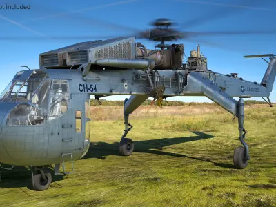  Sikorsky CH-54 Tarhe Helicopter Rigged 