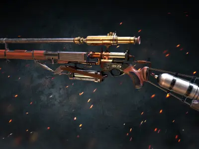 Pneumatic Rifle Low-poly 3D model