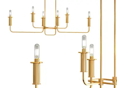 Kichler Alden 38 12W Brass 6 Light Linear Chandelier 3D model