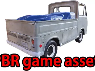 PBR Old Minitruck Lowpoly Low-poly 3D model