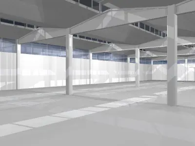 Depot open space with walls 3D model