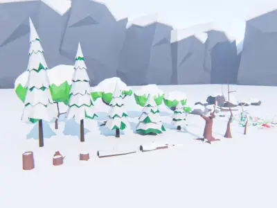 Low-Poly Winter Environment Low-poly 3D model
