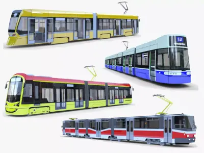 European trams collection 3D Model Pack
