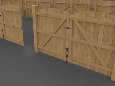 PBR Wood Chain Link Fence For Court D Low-poly 3D model