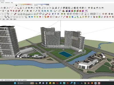 Modern office apartment building 3d model 3D model