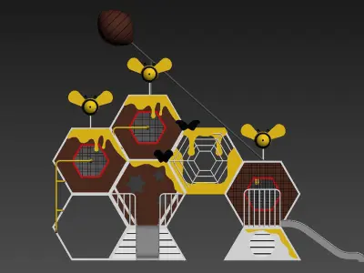 combine children honeycomb series play equipment 3D model