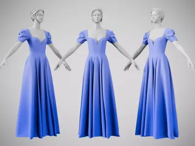 Dress 07 Very Light Blue Low-poly 3D model