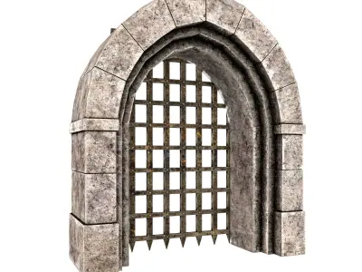 medieval door and window set Low-poly 3D model
