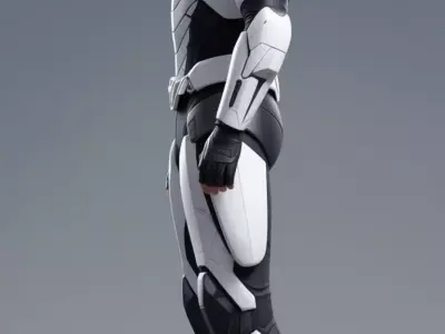 Futuristic Soldier Suit 3D Model White Armor Sci-Fi Design Low-poly 3D model