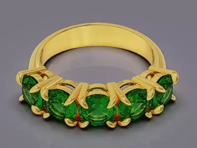 Round cut five stone ring 3D print model