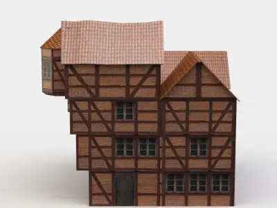 House half-timbered Low-poly 3D model
