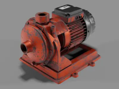  Rusty Barrels on Pallets and Old Centrifugal Pump 