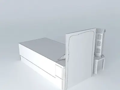 Bed bedroom with and nightstand Free 3D model