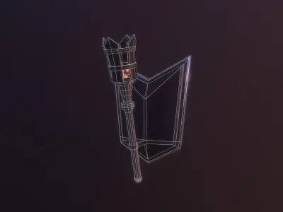 Stylized Medieval Torch Low-poly 3D model