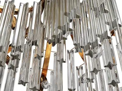 Italian Murano Clear Glass Sculptural Chandelier by Venini Low-poly 3D model