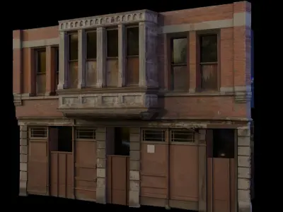 Derelict Wall-9 Low-poly 3D model