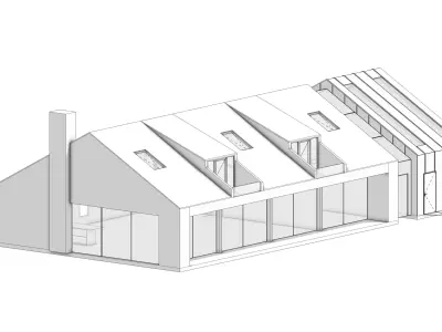 Modern Barndominium House 3D Model Wooden Residential Building 3D model