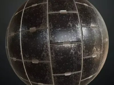 Worn Dark Tiled Metal Plate PBR Seamless Texture