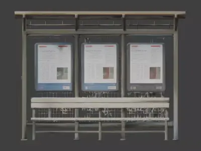Urban Bus Stop Station 3D Model Low-poly 3D model