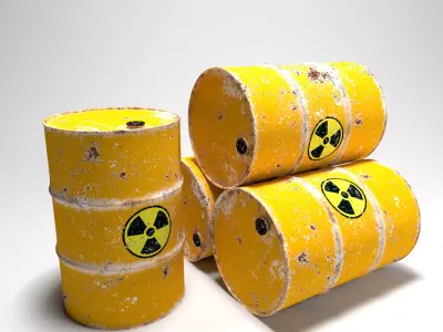 Damage Yellow Barrel Low-poly 3D model