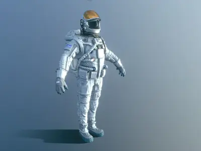 Astronaut in spacesuit Low-poly 3D model