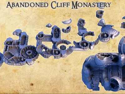 Abandoned Cliff Monastery Tabletop Terrain 28MM 3D print model 3D print model