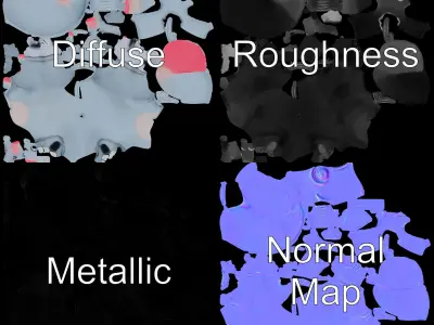 Blue Elephant Character Model Rigged and Animated Low-poly 3D model