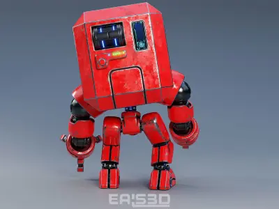 Cute Space Robot Rigged G-26 Red 3D model