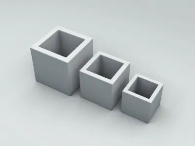 Concrete model set of three cubes 3D model