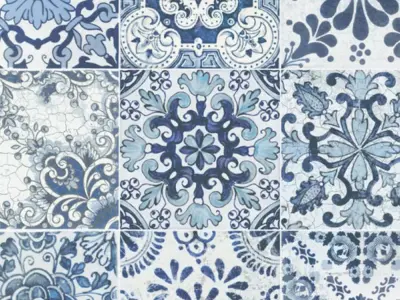 Azulejo Blue Backsplash  Texture