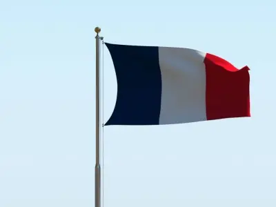 Animated France Flag 3D model