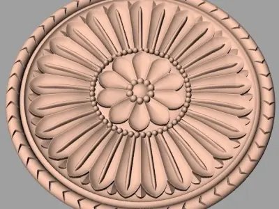 Furniture decoration round flower 3D STL model for CNC E920 3D model