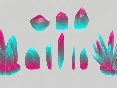 Crystal Set pencil Low-poly 3D model purchase