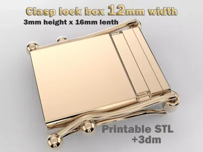 Jewelry 12mm CLASP Lock box 12mm printable STL and 3dm 3D print model