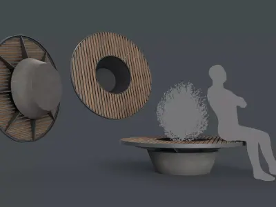 Modern Outdoor Bench 102 PBR Game Ready Low-poly 3D model