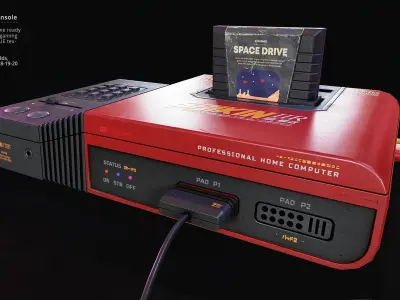 Retro Sci-Fi Japanese Gaming Console  UE5  Low Poly  PBR Low-poly 3D model