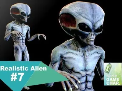Realistic Alien 7 Evil Grey Low-poly 3D model