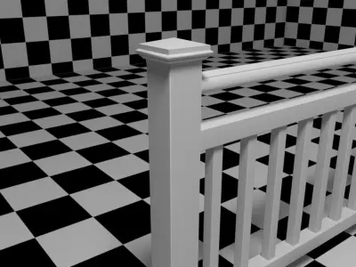 Exterior Railing - White Vinyl - Style 8 3D model