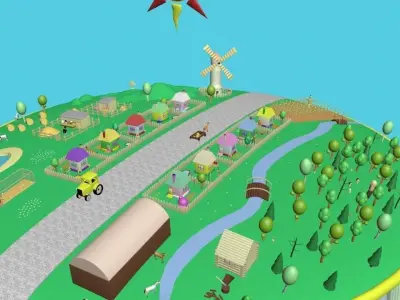 Village - Urban Low-poly 3D model