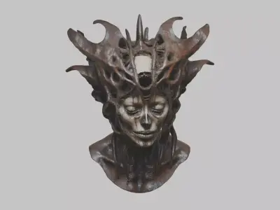 HR Giger Woman Scifi Creature Head Bust Low-poly 3D model