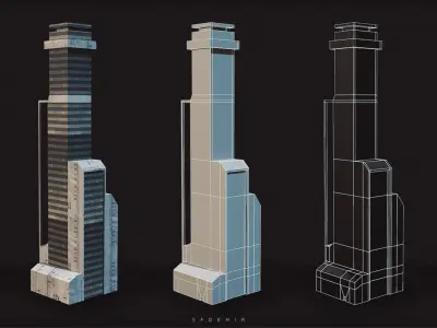 Sci-Fi Low Polygon Building Low-poly 3D model