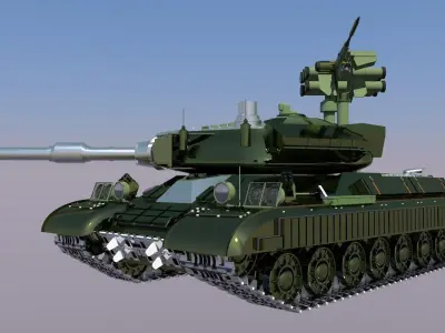 military battle tank Low-poly 3D model