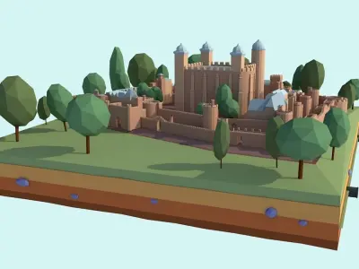 Cartoon Low Poly Tower Of London Low-poly 3D model
