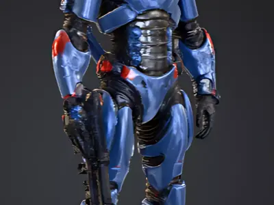 Futuristic Armored Soldier   Sci-Fi Game Ready 3D Character PBR 3D model