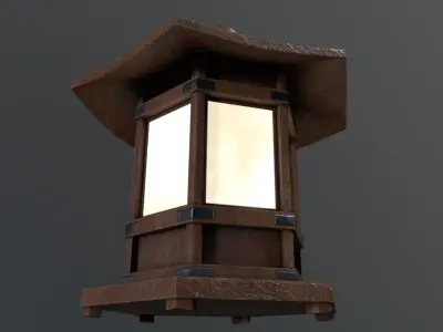 Japanese hanging lamp Low-poly 3D model