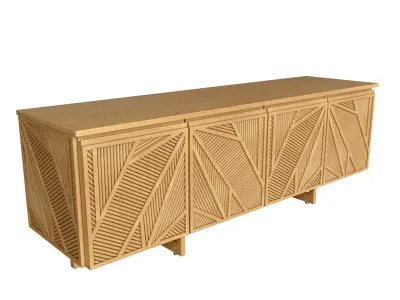 Geometric Oak Sticks TV Unit Inspired from Ancient Egypt 3D model
