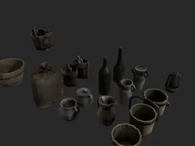 Pirate Props Low-poly 3D model