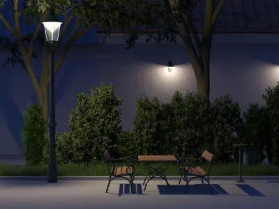 vienna public park furniture set 3D model