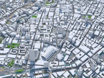 Manchester Downtown United Kingdom Low-poly 3D model