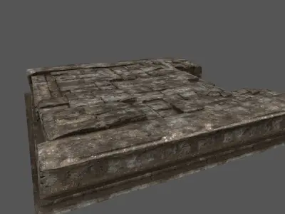 Stairs stone slab Low-poly 3D model